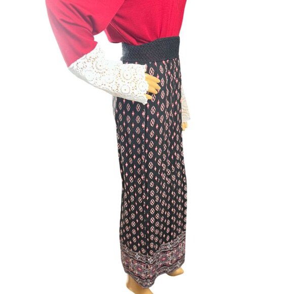 (5 for $25) American Rag Cie Knit Waist Boho Print Maxi Skirt Size Small - Picture 3 of 4
